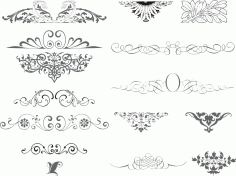 Laser Cut Swirl Ornamental Set Free Vector File