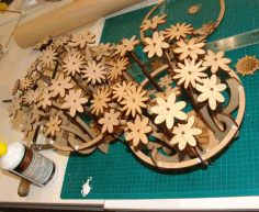 Laser Cut Table Flower Decoration Home Decor Free DXF File
