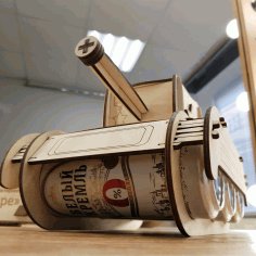 Laser Cut Tank Shaped Beer Can Holder 4mm Free Vector File