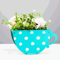 Laser Cut Tea Cup Flower Box Free DXF File