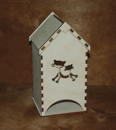 Laser Cut Tea House Tea Bag Dispenser Free Vector File