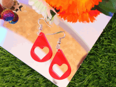 Laser Cut Teardrop Heart Dangle Earrings Free DXF File