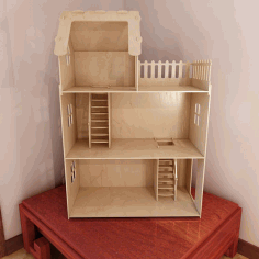 Laser Cut Three Story Wooden Doll House Free DXF File