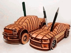 Laser Cut Toy Car Puzzle Pen Holder Pencil Stand Free Vector File