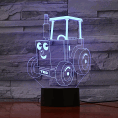 Laser Cut Tractor Ted 3d Optical Illusion Led Lamp Hologram Free Vector File