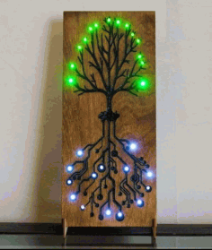 Laser Cut Tree Night Light Lamp Free Vector File