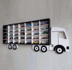 Laser Cut Truck Hot Wheels Display Shelf Free Vector File