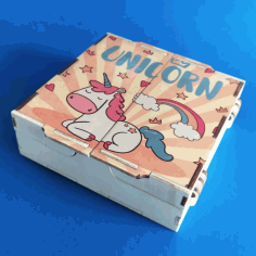 Laser Cut Unicorn Folding Box Drawing Free Vector File