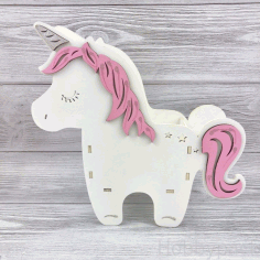 Laser Cut Unicorn Pencil Holder Drawing Free Vector File