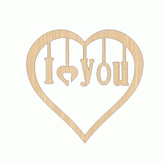 Laser Cut Valentine Day Personalised I Love You Wooden Gift Tag Free Vector File, Free Vectors File