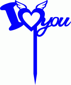 Laser Cut Valentine Love Wings Decoration Cake Topper Free DXF File