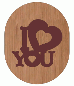 Laser Cut Valentines Day I Love You Heart Engraved Wooden Tag Free Vector File
