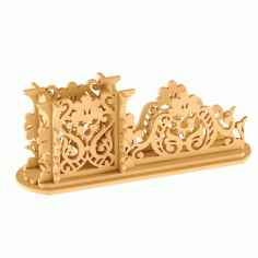 Laser Cut Vintage Pencil Holder Retro Desk Organizer Free DXF File