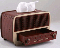Laser Cut Vintage Radio Tissue Box Cover Napkin Holder Free Vector File
