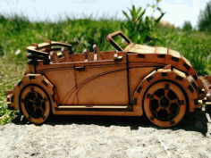 Laser Cut Volkswagen Beetle Convertible Car Model Free Vector File
