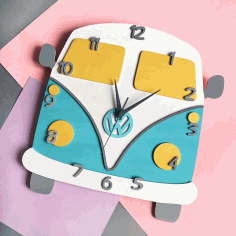Laser Cut Volkswagen Clock Free Vector File