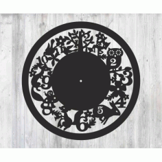 Laser Cut Wall Clock With Animals Free Vector File
