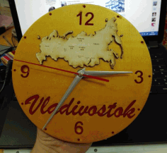 Laser Cut Wall Clock With Russia Map Template Free Vector File