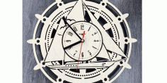 Laser Cut Wall Clock Yacht Boat Ship Free DXF File