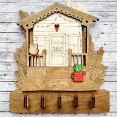 Laser Cut Wall Key Holder Free Vector File