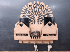Laser Cut Wall Mount Dual Phone Holder Shelf 3mm Free Vector File, Free Vectors File