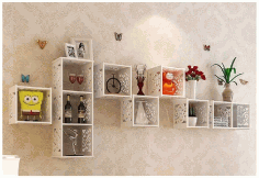 Laser Cut Wall Shelf Tv Cabinet Living Room 3d Puzzle Free Vector File