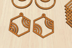 Laser Cut Walnut Septagon Shaped Wooden Earring Components Free Vector File