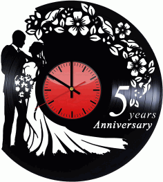 Laser Cut Wedding Vinyl Record Wall Clock Free DXF File