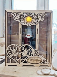 Laser Cut Wedding Wine Box With Two Wine Glasses Free Vector File