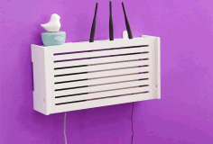 Laser Cut Wifi Router Storage Box Wood Shelf Wall Hangings Bracket Cable Organizer Free Vector File, Free Vectors File