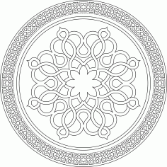Laser Cut Window Floral Lattice Stencil Round Design Free DXF File
