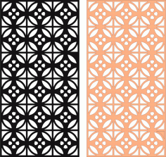 Laser Cut Window Floral Lattice Stencil Seamless Screen Panel Free DXF File