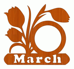 Laser Cut Women Day Flower Shaped Wooden Photo Frame Free Vector File