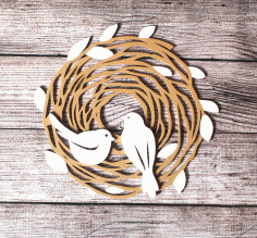 Laser Cut Wood Bird Nest Wall Decor Free Vector File