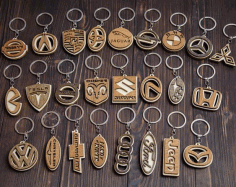 Laser Cut Wood Car Keychains Free Vector File