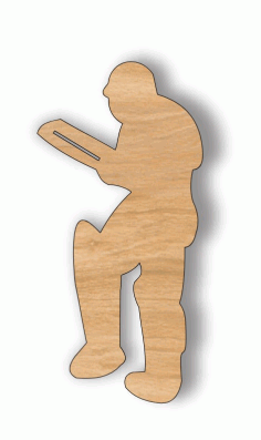 Laser Cut Wood Cricket Batsman Cutout Free Vector File