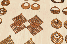 Laser Cut Wood Dangle Earring Jewelry Blanks Shape Crafts Free Vector File