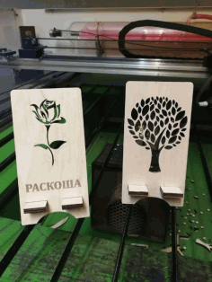 Laser Cut Wood Decor Tree Phone Stand Free Vector File