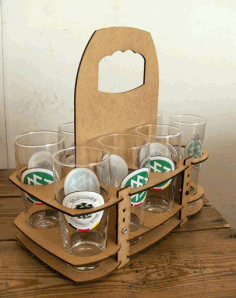 Laser Cut Wood Drink Carrier Free Vector File