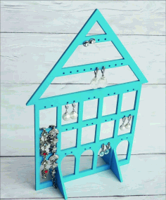 Laser Cut Wood Earring Stand Earring Holder Jewelry Display Stand Free Vector File