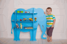 Laser Cut Wood Elephant Shelf Shelf Furniture For Kids Room Free Vector File
