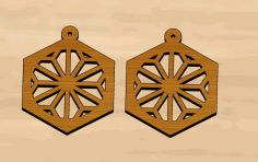 Laser Cut Wood Geometric Snowflakes Earrings Christmas Decorations Free DXF File