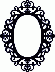 Laser Cut Wood Mirror Floral Frame Free DXF File