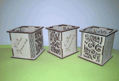 Laser Cut Wood Pen Holder Free DXF File