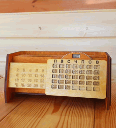 Laser Cut Wood Perpetual Calendar Storage Box Desk Organizer Free Vector File
