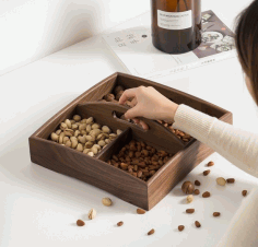 Laser Cut Wood Tray With Handle Snacks Dry Fruit Box Candy Dish Creative Tray Fruit Plate Free DXF File
