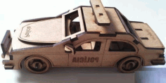 Laser Cut Wooden 3d Puzzle Police Car Toy Free Vector File