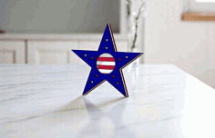 Laser Cut Wooden 4th Of July Badge Free DXF File