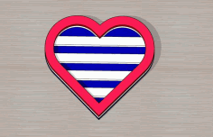 Laser Cut Wooden 4th Of July Heart Badge Free DXF File