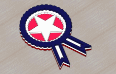 Laser Cut Wooden 4th Of July Star Badge Free Vector File